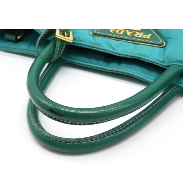 12070325 3 Prada Tessuto Bomber 2WAY Nylon Patent Handbag Emerald Green