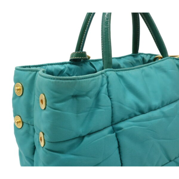 12070325 6 Prada Tessuto Bomber 2WAY Nylon Patent Handbag Emerald Green