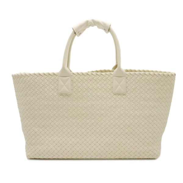 12070416 Bottega Veneta Intrecciato Cabas MM Tote Bag Leather White