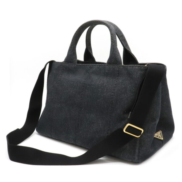 12070427 1 Prada Canapa 2WAY Denim Tote Bag Nero Black