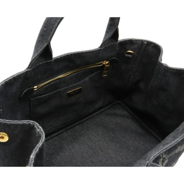 12070427 4 Prada Canapa 2WAY Denim Tote Bag Nero Black