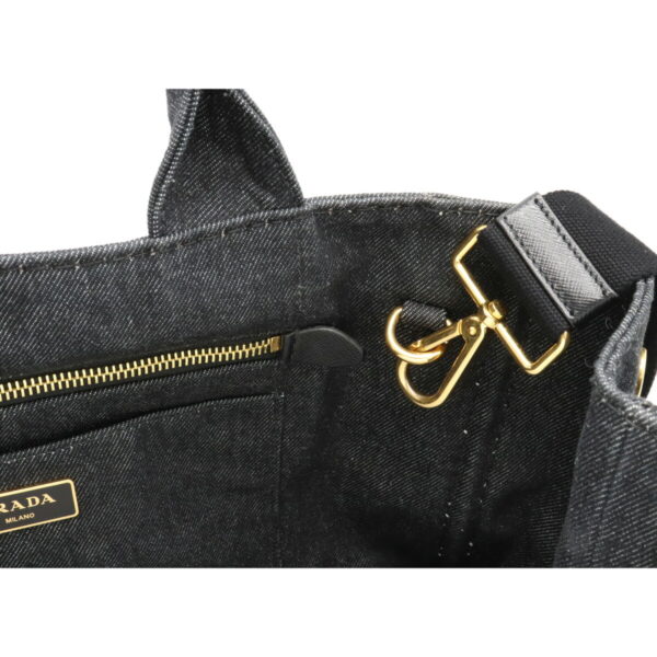 12070427 5 Prada Canapa 2WAY Denim Tote Bag Nero Black