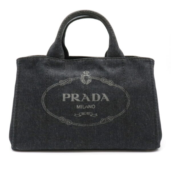 12070427 8 Prada Canapa 2WAY Denim Tote Bag Nero Black