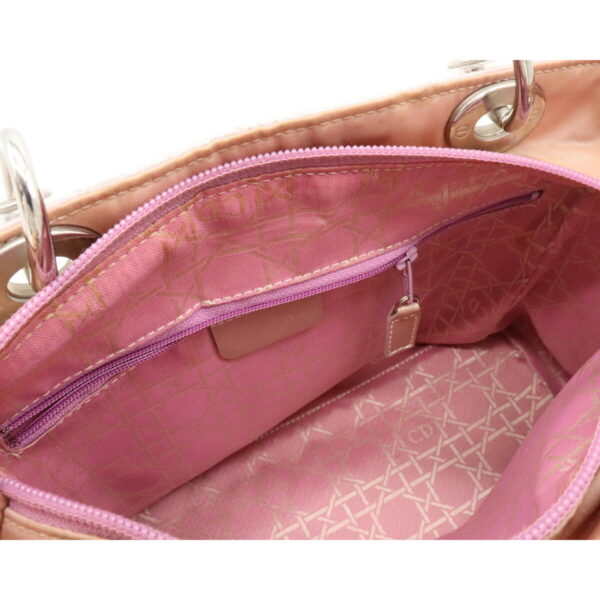 12070541 4 Christian Dior Lady Dior Cannage Handbag Nylon Leather Light Pink