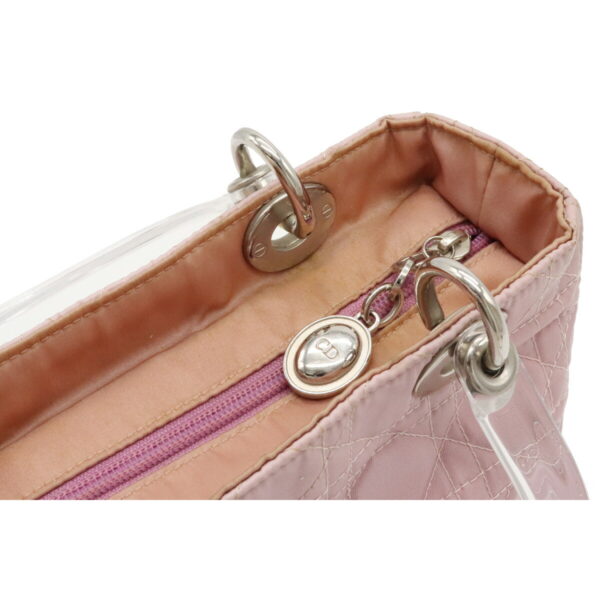 12070541 6 Christian Dior Lady Dior Cannage Handbag Nylon Leather Light Pink