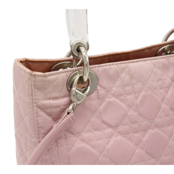 12070541 7 Christian Dior Lady Dior Cannage Handbag Nylon Leather Light Pink