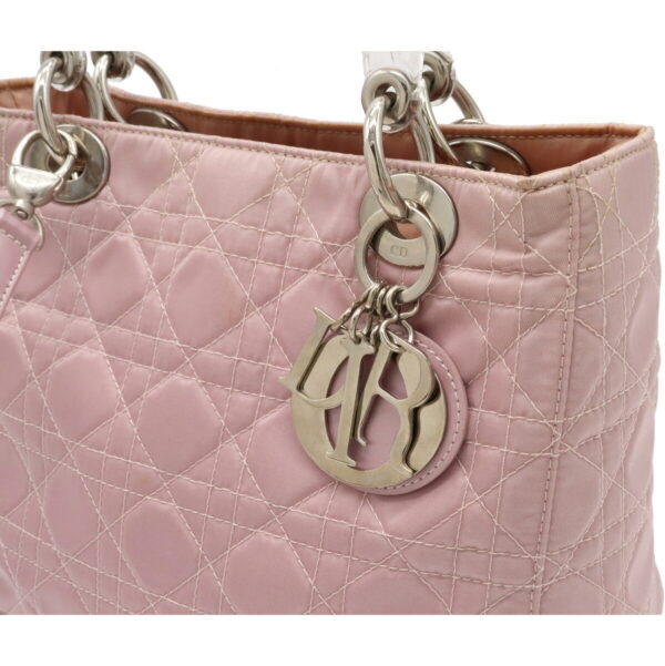 12070541 8 Christian Dior Lady Dior Cannage Handbag Nylon Leather Light Pink