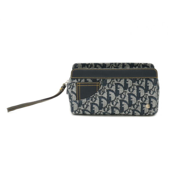 12070566 Christian Dior Trotter Multi Pouch Canvas Leather Navy