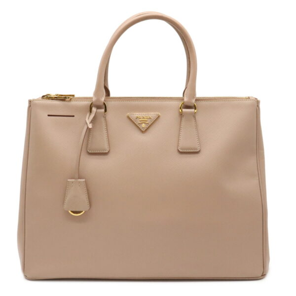 12070600 Prada Saffiano Lux 2WAY Leather Handbag Camméo Pink Beige