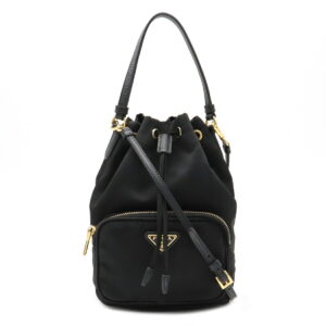 12070623 Prada Shoulder Bag Crossbody Lambskin Leather Black