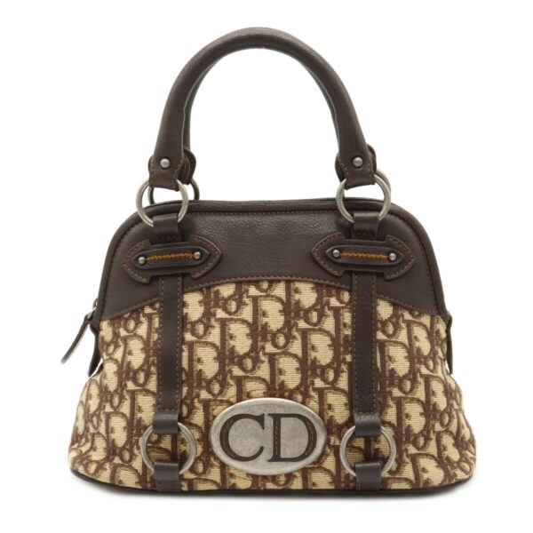 12070633 Christian Dior Trotter Handbag Leather Beige Brown