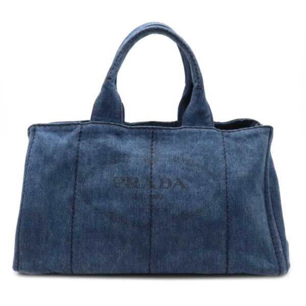 12070639 Prada Canapa Large Denim Tote Bag Avio Blue