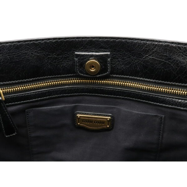 12070700 5 Miu Miu Shoulder Bag Studs Leather Black