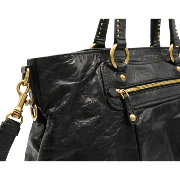 12070700 7 Miu Miu Shoulder Bag Studs Leather Black