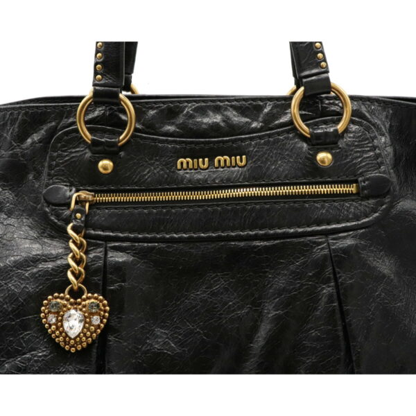 12070700 8 Miu Miu Shoulder Bag Studs Leather Black