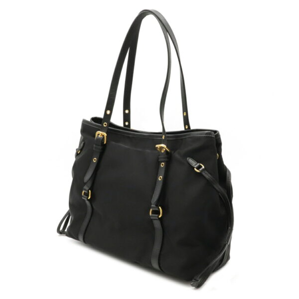 12071116 1 Prada Nylon Leather Shoulder Tote Bag Nero Black