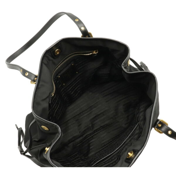 12071116 4 Prada Nylon Leather Shoulder Tote Bag Nero Black