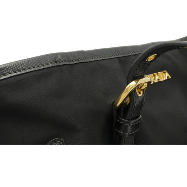 12071116 5 Prada Nylon Leather Shoulder Tote Bag Nero Black