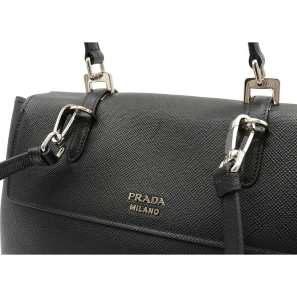 12071120 8 Prada Saffiano Cuir 2WAY Leather Handbag Nero Black