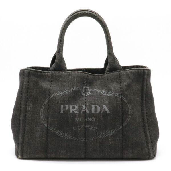 12071218 Prada Canapa Denim Tote Bag Nero Black