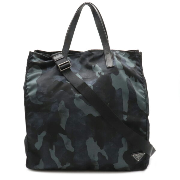 12071251 Prada 2WAY Camouflage Nylon Leather Shoulder Bag Blue Multicolor