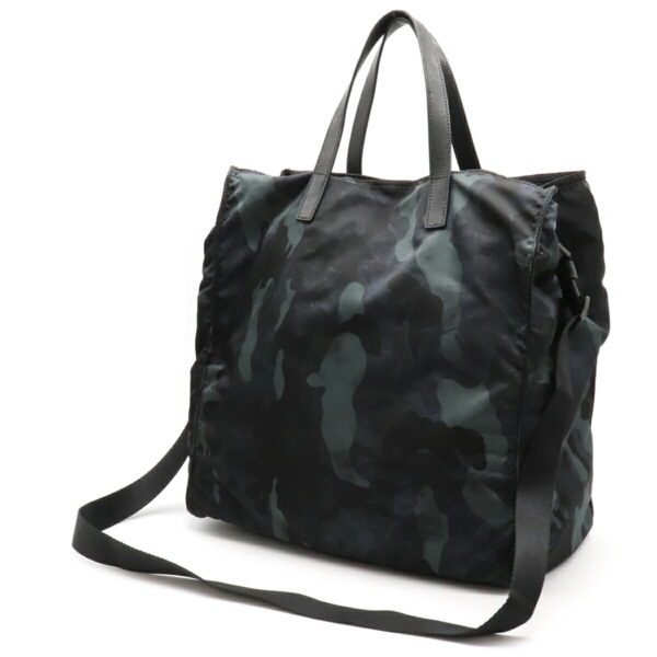 12071251 1 Prada 2WAY Camouflage Nylon Leather Shoulder Bag Blue Multicolor