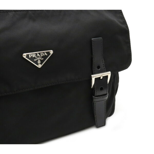 12071297 7 Prada Diagonal Nylon Leather Messenger Bag Nero Black