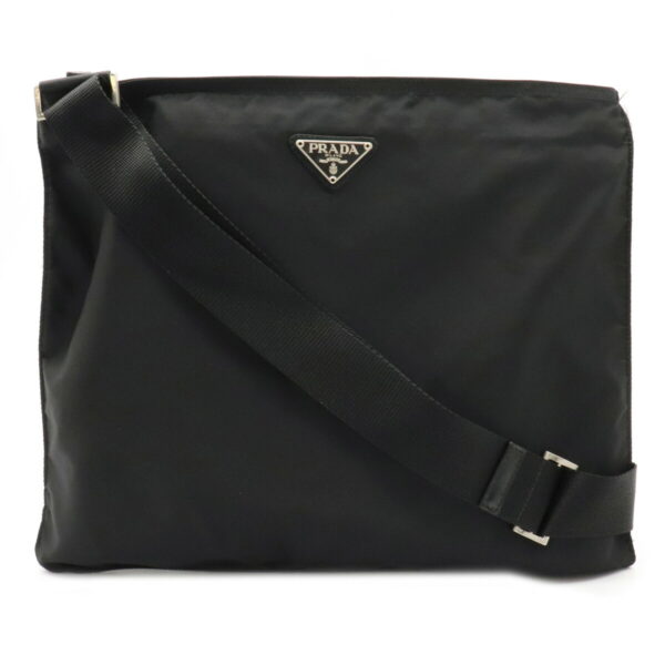 12071299 Prada Nylon Leather Crossbody Bag Nero Black