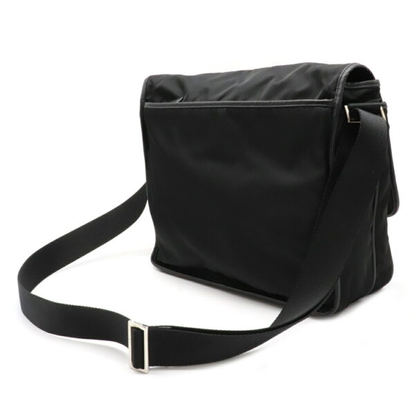 12071300 1 Prada Diagonal Nylon Leather Messenger Bag Nero Black