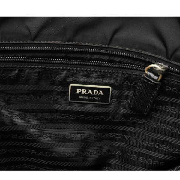 12071300 5 Prada Diagonal Nylon Leather Messenger Bag Nero Black