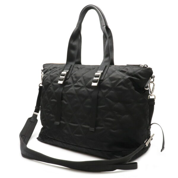 12071428 1 Prada Quilted 2WAY Nylon Leather Travel Bag Nero Black