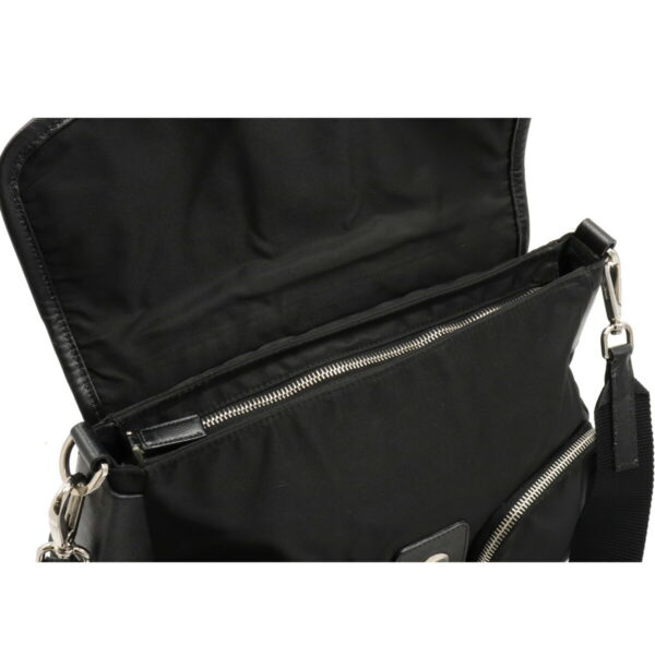 12071429 5 Prada Diagonal Nylon Leather Shoulder Bag Nero Black