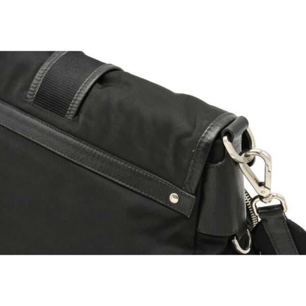 12071429 6 Prada Diagonal Nylon Leather Shoulder Bag Nero Black