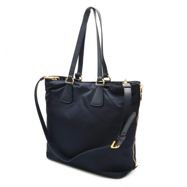 12071459 1 Prada 2WAY Nylon Leather Crossbody Bag Navy Blue