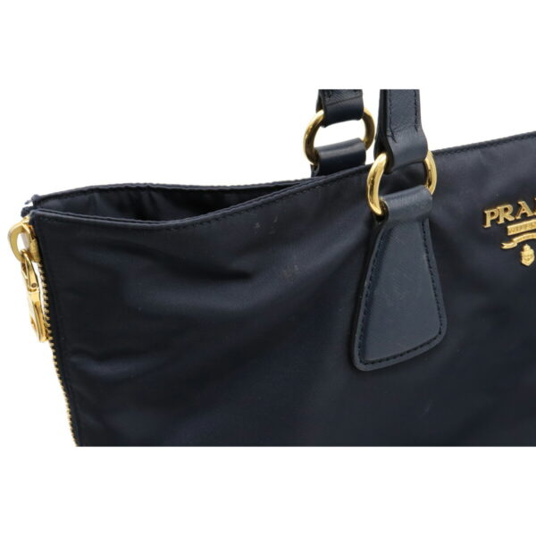 12071459 7 Prada 2WAY Nylon Leather Crossbody Bag Navy Blue