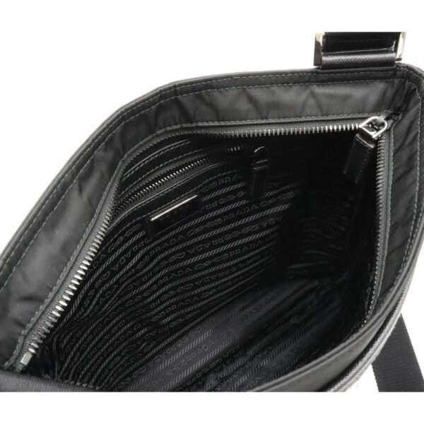 12071488 4 Prada Diagonal Nylon Leather Shoulder Bag Nero Black