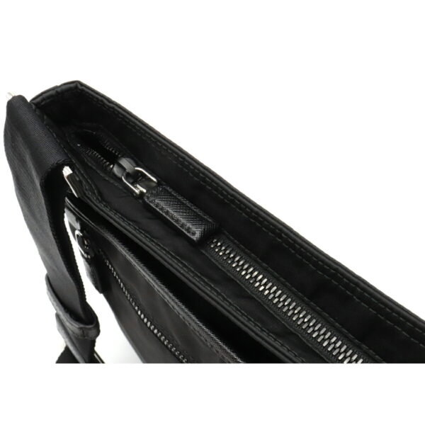 12071488 5 Prada Diagonal Nylon Leather Shoulder Bag Nero Black