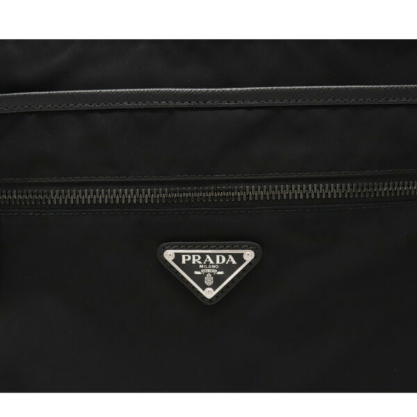 12071488 6 Prada Diagonal Nylon Leather Shoulder Bag Nero Black