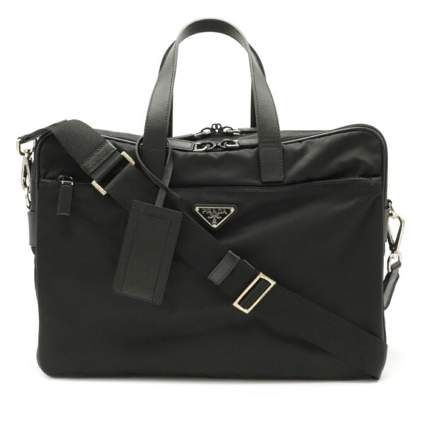 12071490 Prada 2WAY Nylon Leather Briefcase Nero Black