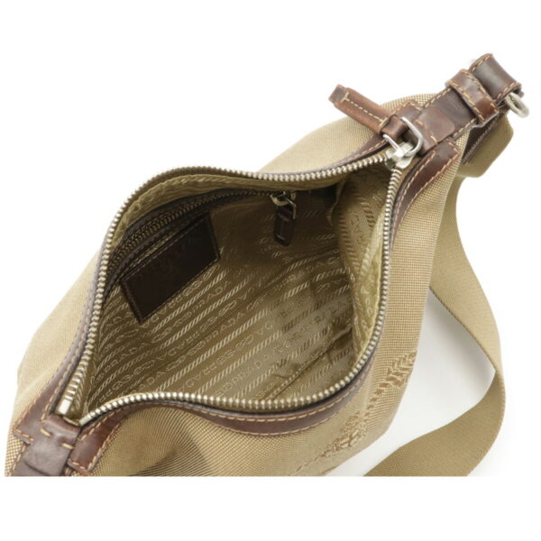 12071517 4 Prada Logo Jacquard Crossbody Bag Khaki Beige Brown