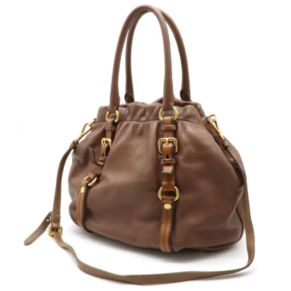 12071523 1 Prada 2WAY Leather Crossbody Handbag Brown