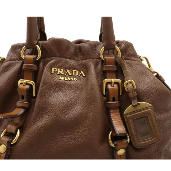 12071523 8 Prada 2WAY Leather Crossbody Handbag Brown