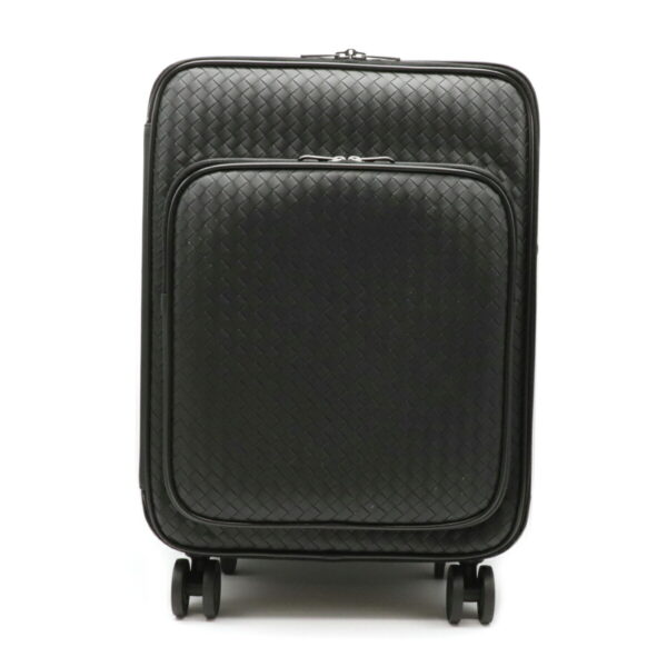 12080260 Bottega Veneta Trolley 4 Wheel Carry Bag Suitcase Leather Black