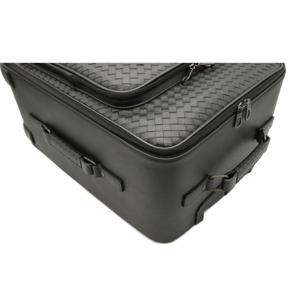 12080260 2 Bottega Veneta Trolley 4 Wheel Carry Bag Suitcase Leather Black