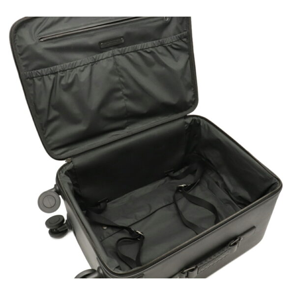 12080260 4 Bottega Veneta Trolley 4 Wheel Carry Bag Suitcase Leather Black