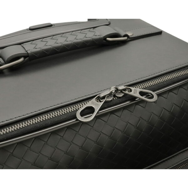 12080260 6 Bottega Veneta Trolley 4 Wheel Carry Bag Suitcase Leather Black