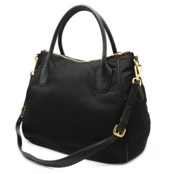 12080300 1 Prada 2WAY Nylon Leather Handbag Nero Black