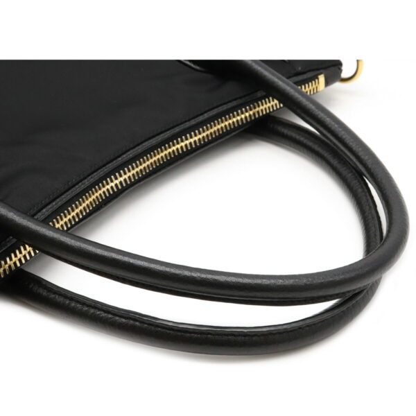 12080300 3 Prada 2WAY Nylon Leather Handbag Nero Black