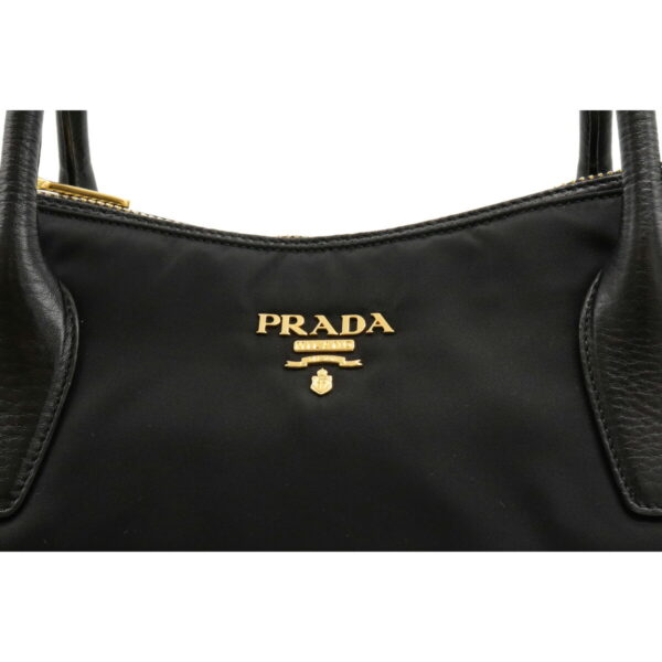 12080300 8 Prada 2WAY Nylon Leather Handbag Nero Black