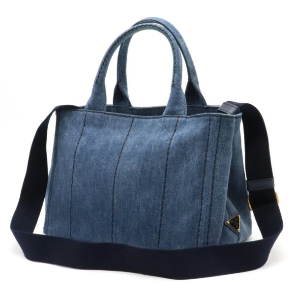 12080301 1 Prada Canapa 2WAY Denim Tote Bag Bleu Blue